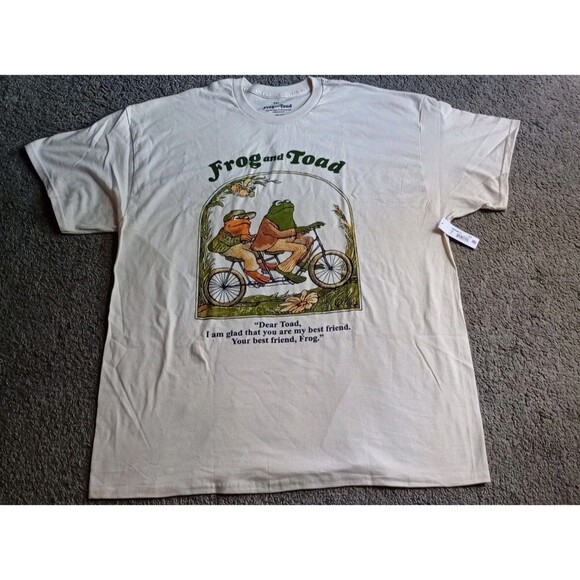 Frog and Toad Are Friends Beige Cotton Graphic T-Shirt Size 2XL New With Tag - Picture 1 of 5